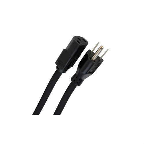 WATTBOX - MALE 3 PRONG POWER CORD - 3 PRONG IEC SOCKET -15 FOOT (BLACK)
