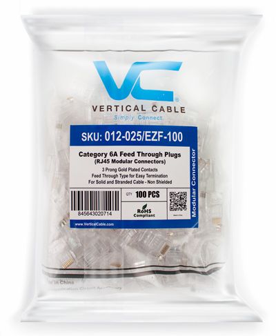 EZ-45 CAT6A RJ45 Connectors - 100pk
