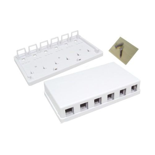 Surface Mount, 6-Port, No Jack, White