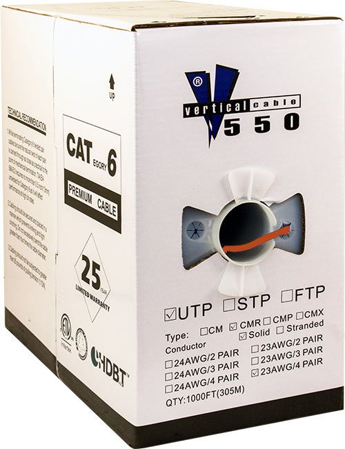 CAT-6 - 550MHZ Riser Rated 23AWG - 1000FT Pullbox Purple
