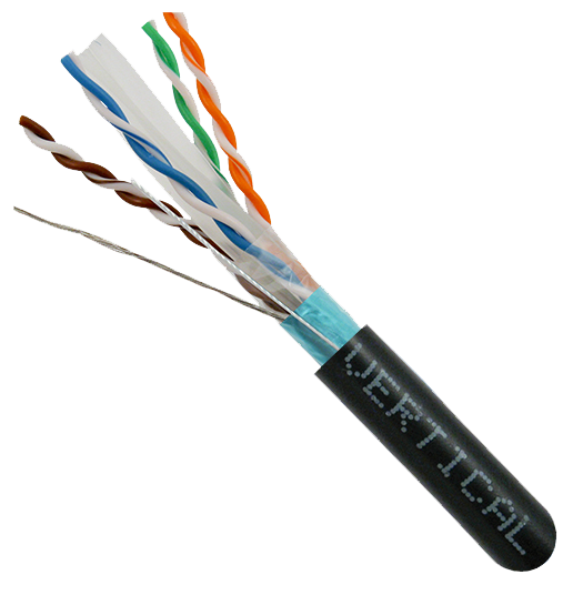Cat6 Shielded, AWG23 - 1000ft Wooden Spool - Black