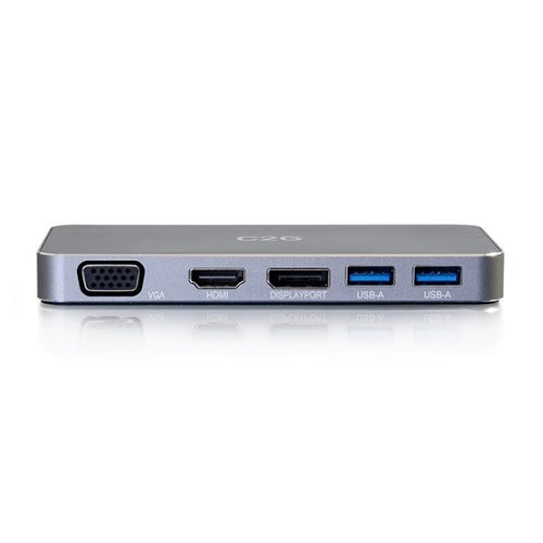 C2G CG54439 USB-C 7-in-1 Dual Display MST Docking Station with HDMI, DisplayPort, VGA and Power Delivery up to 100W, 4K 30 Hz