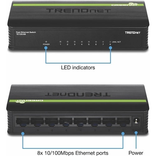 TRENDnet TE100-S8 8-Port 10/100 Mbps GREENnet Switch