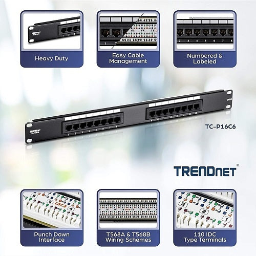 TRENDnet TC-P16C6 16-Port Network Patch Panel