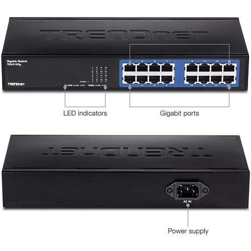 TRENDnet TEG-S16DG 16-Port Gigabit GREENnet Desktop, 32Gbps
