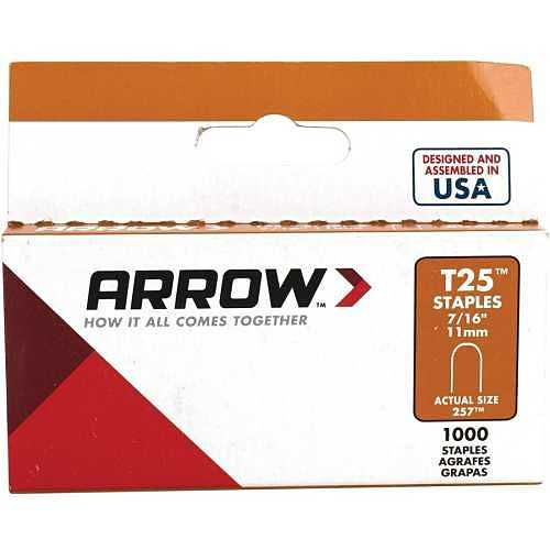 Arrow 257 T25 7/16\\" Round Crown Staples, 1000-Pack