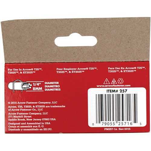 Arrow 257 T25 7/16\\" Round Crown Staples, 1000-Pack