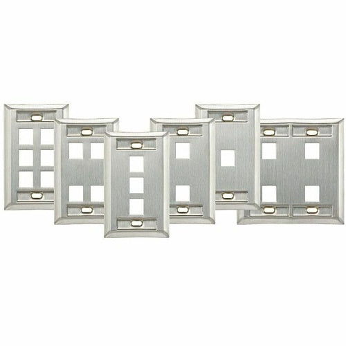 Leviton 43080-1L4 4-Port Single-Gang Wall Plate with Stainless-Steel ID
