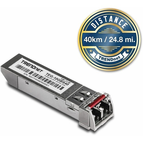 TRENDnet TEG-10GBS40 10GBASE-ER SFP+ Single Mode LC Module 40 km (24.9 miles) with DDM