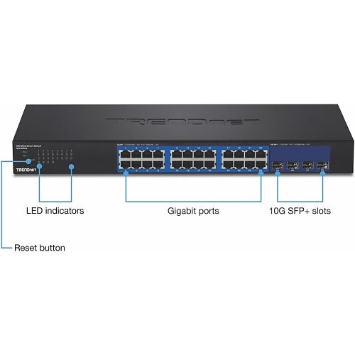 TRENDnet TEG-30284 24-Port Gigabit Web Smart with x 10G SFP+ Slots