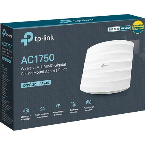 TP-Link EAP245 V3 Omada AC1750 Wireless Dual Band Gigabit Access Point, Ceiling Mount