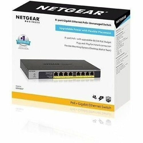 Netgear GS108LP 8-Port Gigabit Ethernet PoE+ Unmanaged Switch with FlexPoE (60W)