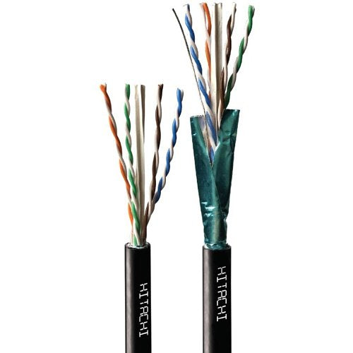 Hitachi Cable 30315-8-BK3 Category 6 Indoor/Outdoor UTP DryBit Plenum Cable, 4 Pair, 1000\' Reel, Black