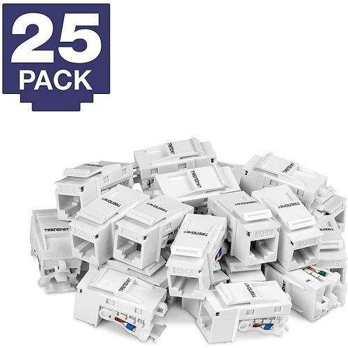 TRENDnet TC-K25C6 CAT6 Keystone Jack, 25-Pack