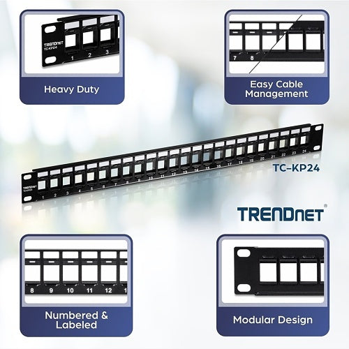 TRENDnet TC-KP24 24-Port Blank Keystone 1U Patch Panel