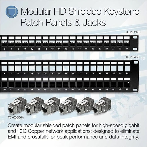 TRENDnet TC-KP48S 48-Port Blank Keystone Shielded 2U HD Patch Panel