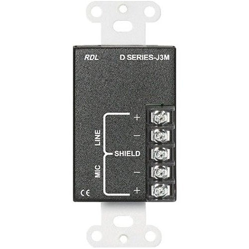 RDL D-J3M Mic/Line Wall-Mounted Input Assembly with XLR and Mini-Jack Line Inputs