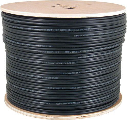 Cat6 Shielded, AWG23 - 1000ft Wooden Spool - Black
