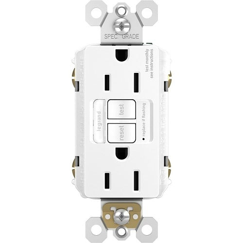 Pass & Seymour 1597NTLTRWCCD4 Radiant 15A Tamper-Resistant Self-Test GFCI Outlet with Night Light, White