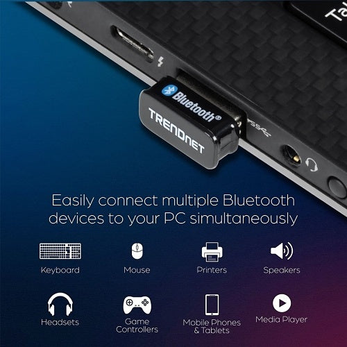 TRENDnet TBW-110UB Micro Bluetooth 5.0 USB Adapter with BR/EDR/BLE, Supports Bluetooth Low Energy BLE speeds up to 2Mbps