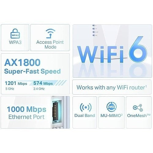 TP-Link RE600X AX1800 Wi-Fi Range Extender, White