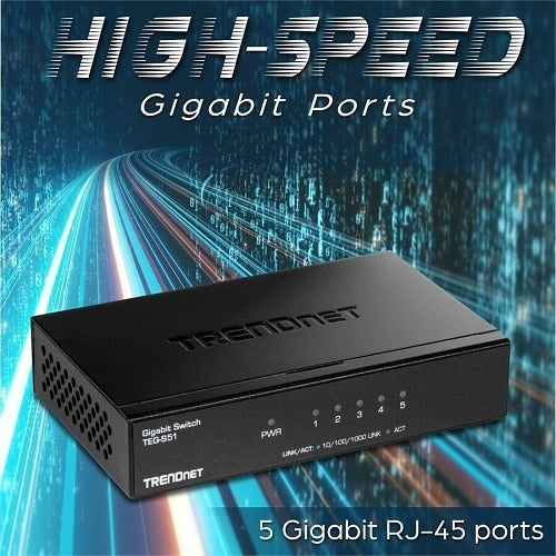 TRENDnet TEG-S51 5-Port Gigabit Desktop Switch