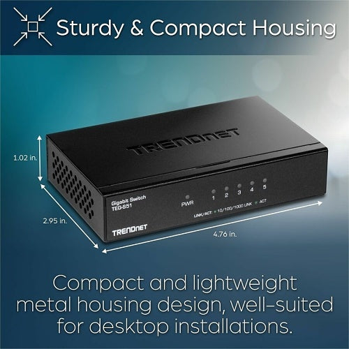 TRENDnet TEG-S51 5-Port Gigabit Desktop Switch
