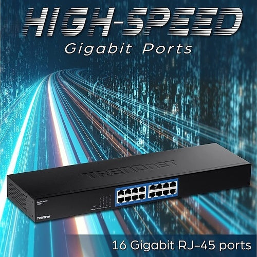 TRENDnet TEG-S17 16-Port Gigabit Switch RJ-45, Rack Mountable