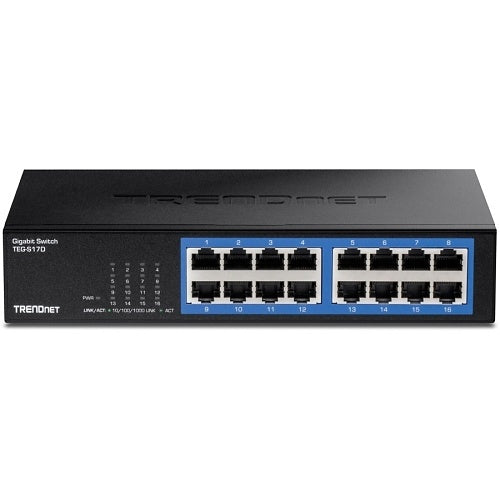 TRENDnet TEG-S17D 16-Port Gigabit Desktop Switch with Built-In Power Supply, 32Gbps