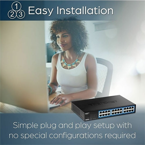 TRENDnet TEG-S25D 24-Port Gigabit Desktop Switch RJ-45, Rack Mountable