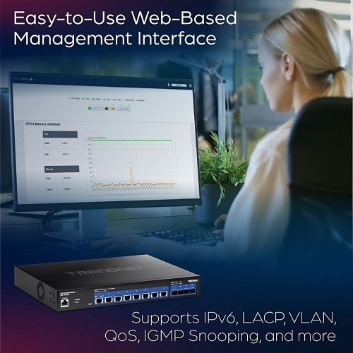 TRENDnet TEG-7124WS 12-Port 10G Web Smart Switch