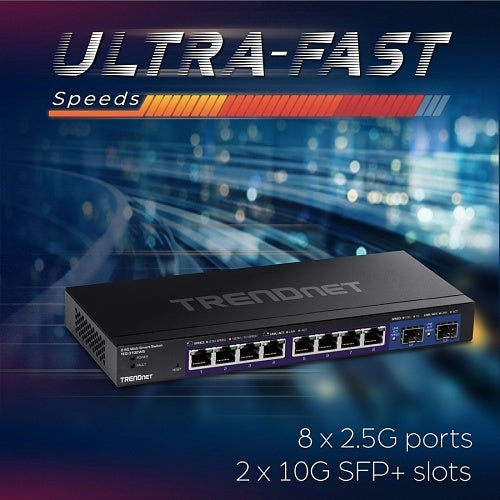 TRENDnet TEG-3102WS 10-Port Multi-Gig Web Smart Switch Compatible with 100/1000BASE-T, 80Gbps Switching Capacity