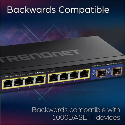 TRENDnet TEG-3102WS 10-Port Multi-Gig Web Smart Switch Compatible with 100/1000BASE-T, 80Gbps Switching Capacity