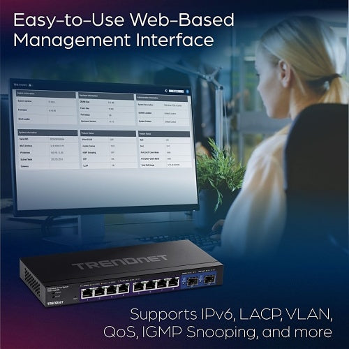 TRENDnet TEG-3102WS 10-Port Multi-Gig Web Smart Switch Compatible with 100/1000BASE-T, 80Gbps Switching Capacity