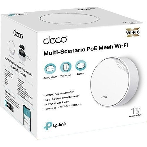 TP-Link DECO X50-POE(1-PACK) AX3000 Whole Home Mesh Wi-Fi System with PoE