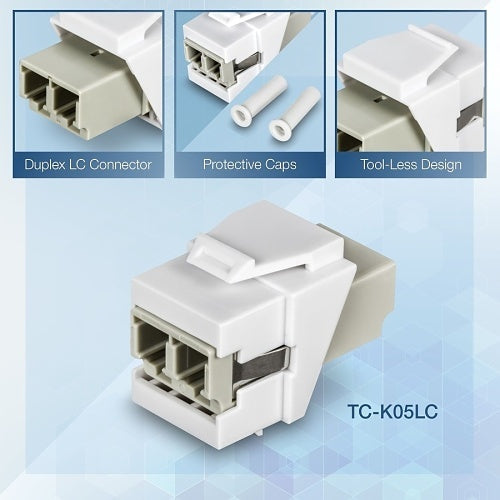 TRENDnet TC-K05LC LC Duplex Fiber Optic Keystone Coupler Jacks, 5-Pack