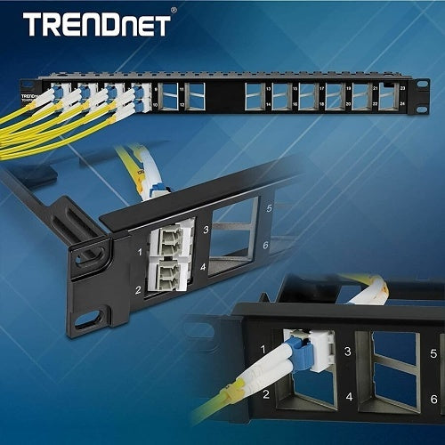 TRENDnet TC-KP24SA Blank Angled Keystone, Shielded Patch Panel, 24-Port, 1U