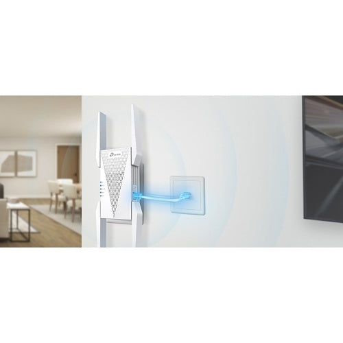 TP-Link RE815XE AXE5400 Tri‑Band Mesh Wi‑Fi 6E Range Extender, Gigabit Ethernet, White
