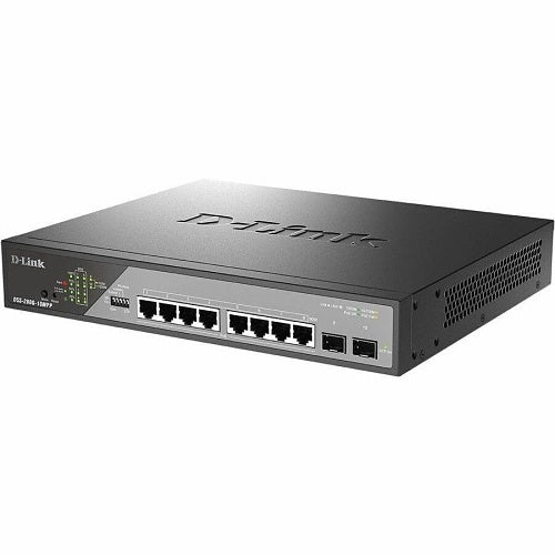 D-Link DSS-200G-10MPP 8-Port Gigabit PoE++ Smart Switch with 2-Port SFP, 242W PoE Budget, 802.3bt, 90W Max per PoE Port