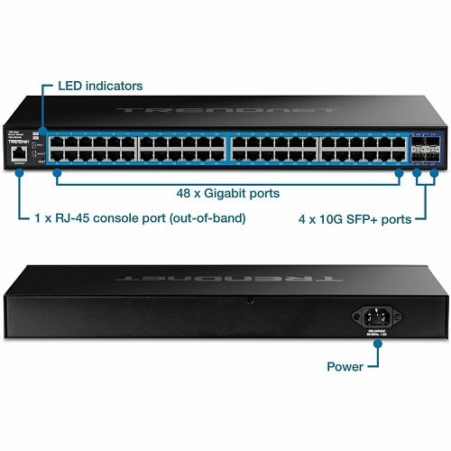 TRENDnet TEG-3524S 52-Port Gigabit Web Smart Switch with 10G SFP+ Ports