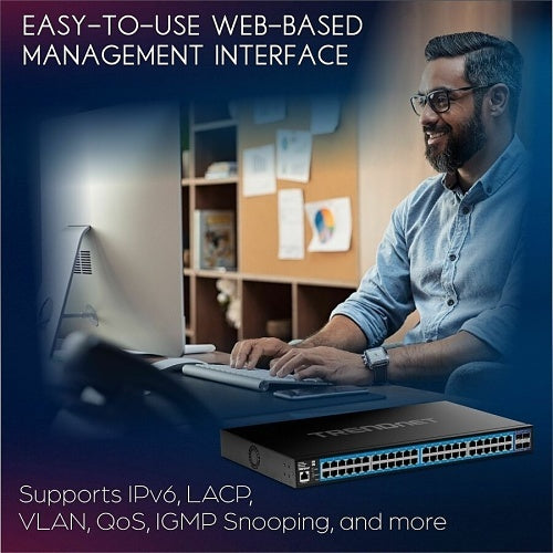 TRENDnet TEG-3524S 52-Port Gigabit Web Smart Switch with 10G SFP+ Ports