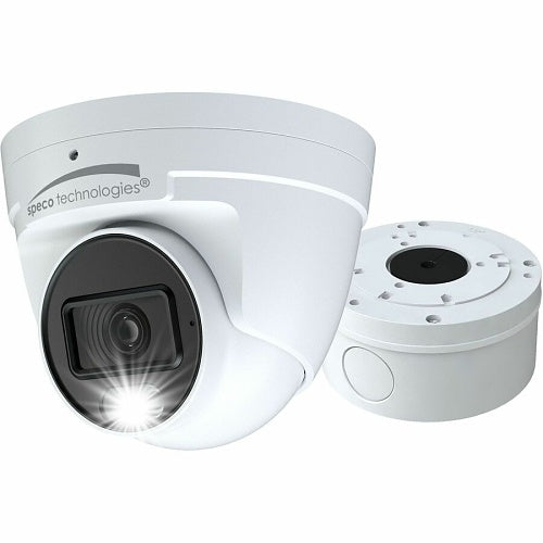 Speco H2AT2 2MP HD-TVI Turret Camera, Built in Microphone, White Light Intensifier, 2.8mm Fixed Lens, White Housing