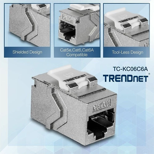 TRENDnet TC-KC06C6A CAT6a RJ-45 Keystone Inline Coupler, 6-Pack