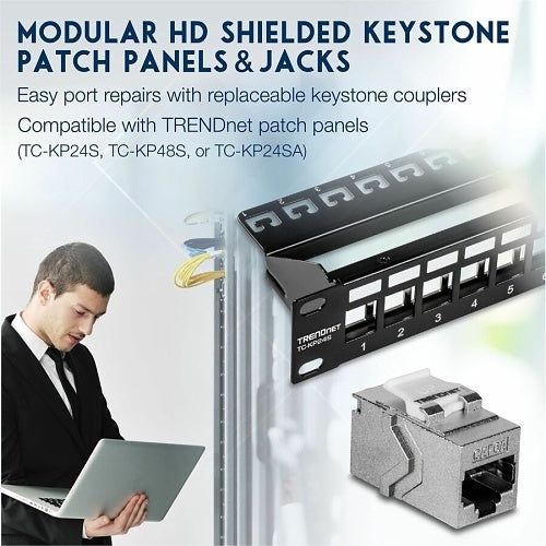 TRENDnet TC-KC06C6A CAT6a RJ-45 Keystone Inline Coupler, 6-Pack