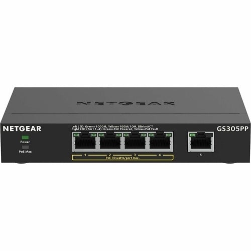 Netgear GS305PP-300NAS 5-Port PoE/PoE+ Gigabit Ethernet Unmanaged Network Switch