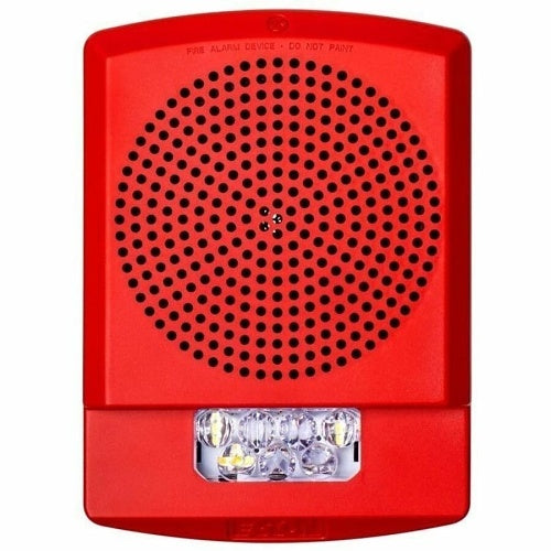Eaton ELMTSR Wheelock Eluxa Multitone Strobe Horn, FIRE Lettering, Wall Mount, 24V, Red