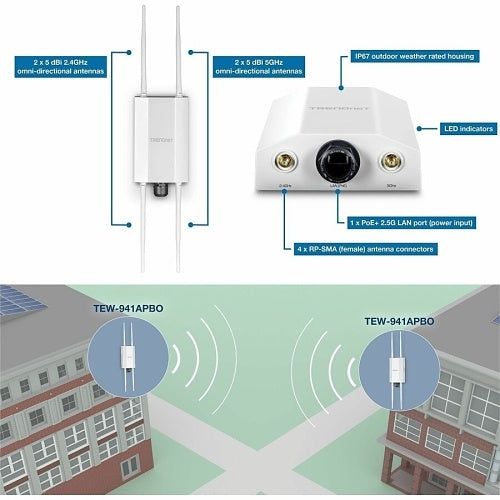 TRENDnet TEW-941APBO Outdoor Wif-Fi 5 dBi PoE+ Omni-Directional Access Point
