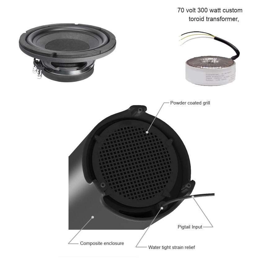 10in High Power HD Outdoor Subwoofer w-70v 300w Transformer