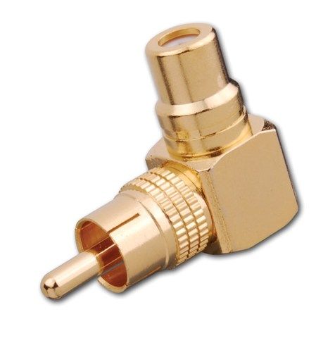 Right Angle RCA Male Plug to RCA Female Jack Adapter