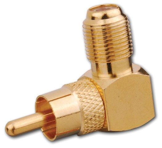 Right Angle Female F Jack to RCA Male Plug Adapter